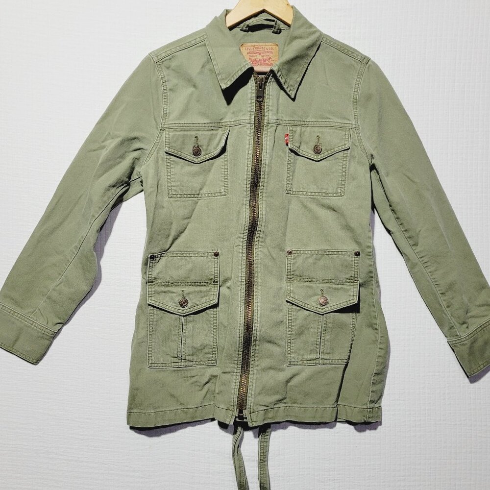 Women's Levi's Bush Jacket Olive Denim Medium Green Army Winter Fall cozy cold